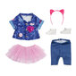 Bērns dzimis: Deluxe džinsu kleita komplekts 43cm цена и информация | Rotaļlietas meitenēm | 220.lv