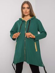 Tumši zaļš sporta džemperis ar kapuci un kabatām. cena un informācija | Jakas sievietēm | 220.lv