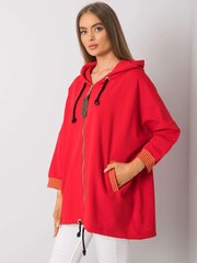 Sieviešu sarkans kokvilnas sporta krekls ar kapuci. cena un informācija | Jakas sievietēm | 220.lv