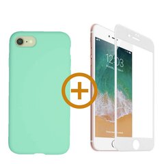 Силиконовый чехол «SoundBerry» cиний Full protection + защитное стекло для iPhone 7/8, SE2020, белое цена и информация | Чехлы для телефонов | 220.lv