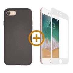 Силиконовый чехол «SoundBerry» kоричневый Full protection + защитное стекло для iPhone 7/8 SE2020, белое цена и информация | Чехлы для телефонов | 220.lv