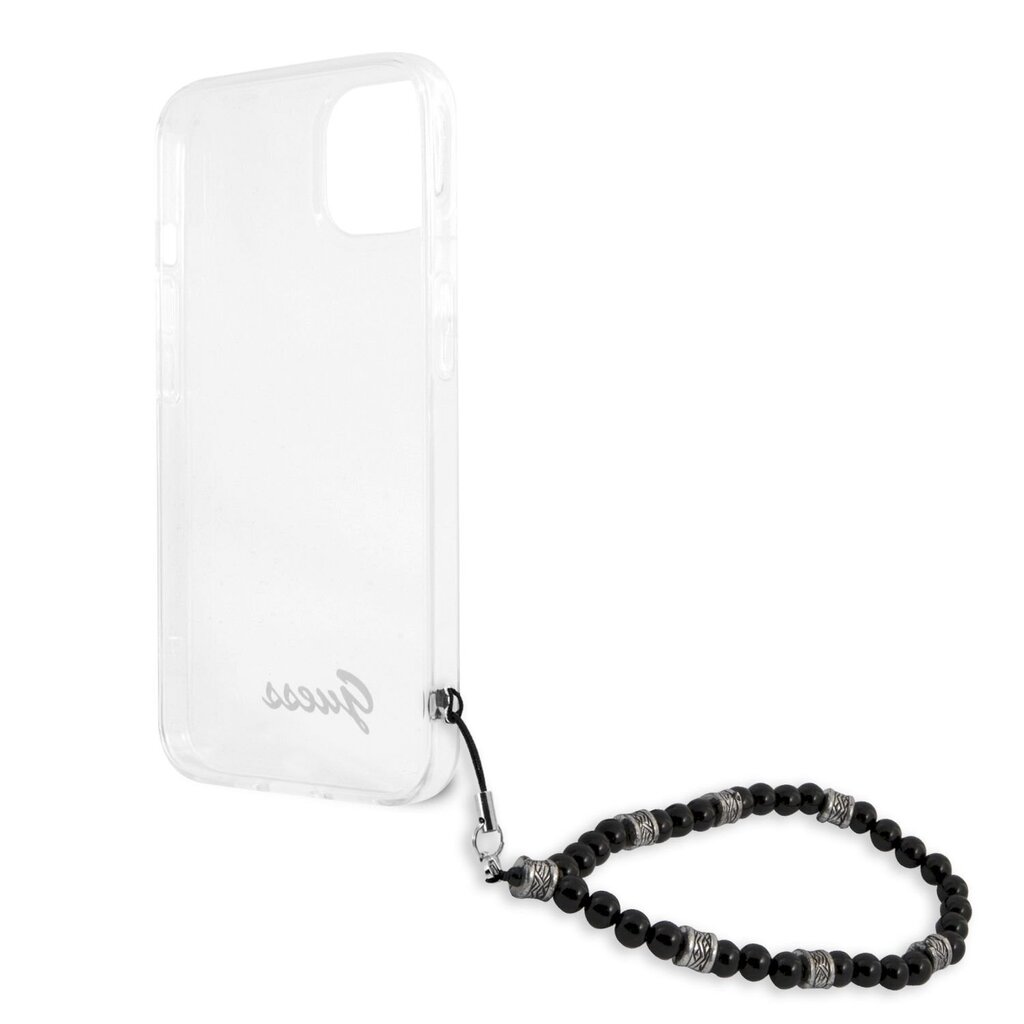 GUHCP13SKPSBK Guess PC Script and Black Pearls Case for iPhone 13 Mini Transparent цена и информация | Telefonu vāciņi, maciņi | 220.lv