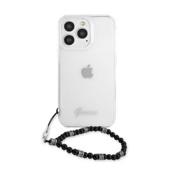 GUHCP13XKPSBK Guess PC Script and Black Pearls Case for iPhone 13 Pro Max Transparent цена и информация | Чехлы для телефонов | 220.lv