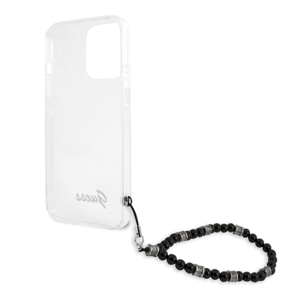 GUHCP13XKPSBK Guess PC Script and Black Pearls Case for iPhone 13 Pro Max Transparent cena un informācija | Telefonu vāciņi, maciņi | 220.lv