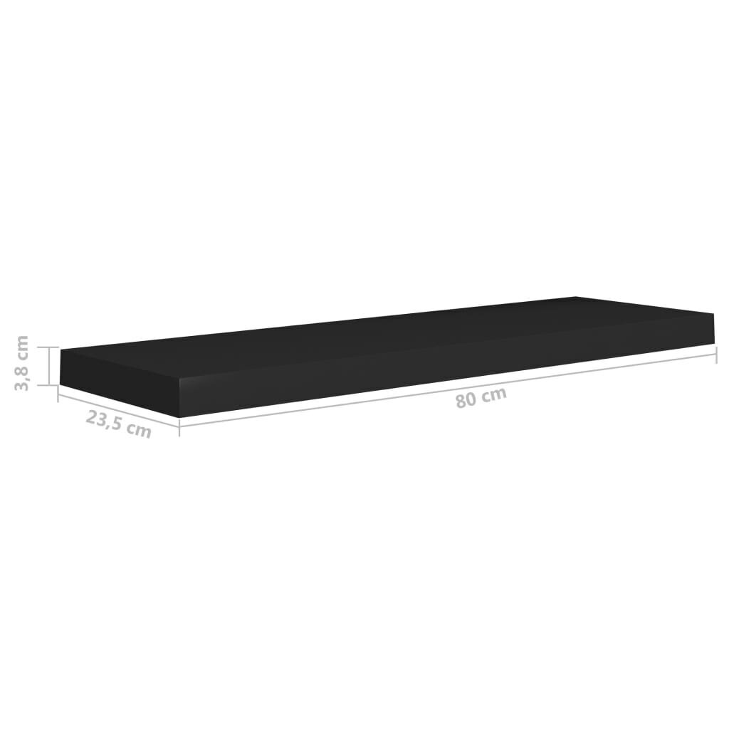 vidaXL sienas plaukts, melns, 80x23,5x3,8 cm, MDF цена и информация | Plaukti | 220.lv