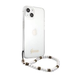 GUHCP13SKPSWH Guess PC Script and White Pearls Case for iPhone 13 Mini Transparent цена и информация | Чехлы для телефонов | 220.lv