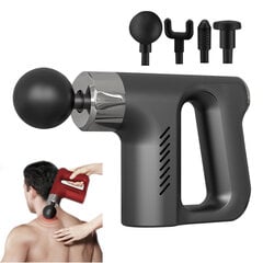 Компактный беспроводной массажный ударный пистолет Massage Gun/Fascial Gun, массажер для мышц с 4 наконечниками цена и информация | Массажеры | 220.lv