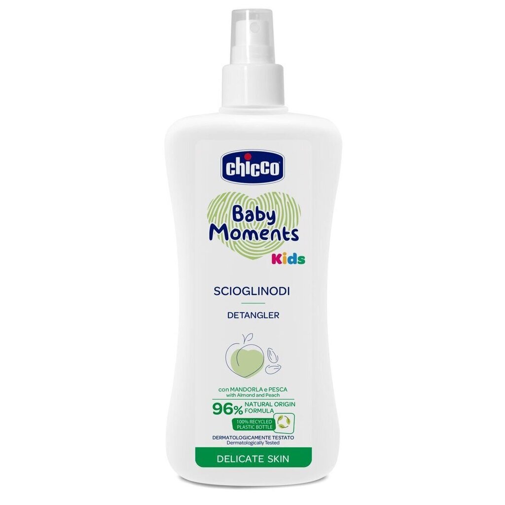 Sprejs vieglākai ķemmēšanai Chicco Baby Moments Detangler, 200 ml цена и информация | Bērnu kosmētika, līdzekļi jaunajām māmiņām | 220.lv