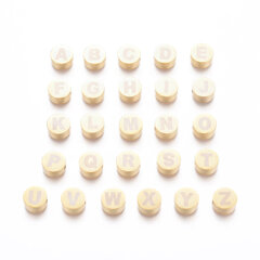 Pērlīte - P burts, nerūsējošais tērauds, zeltainā krāsā, 10x4,5 mm cena un informācija | Rotu veidošana, pērļošana | 220.lv