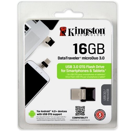 USB Atmiņa Kingston 16GB Mikro/USB 3.0 цена и информация | USB Atmiņas kartes | 220.lv