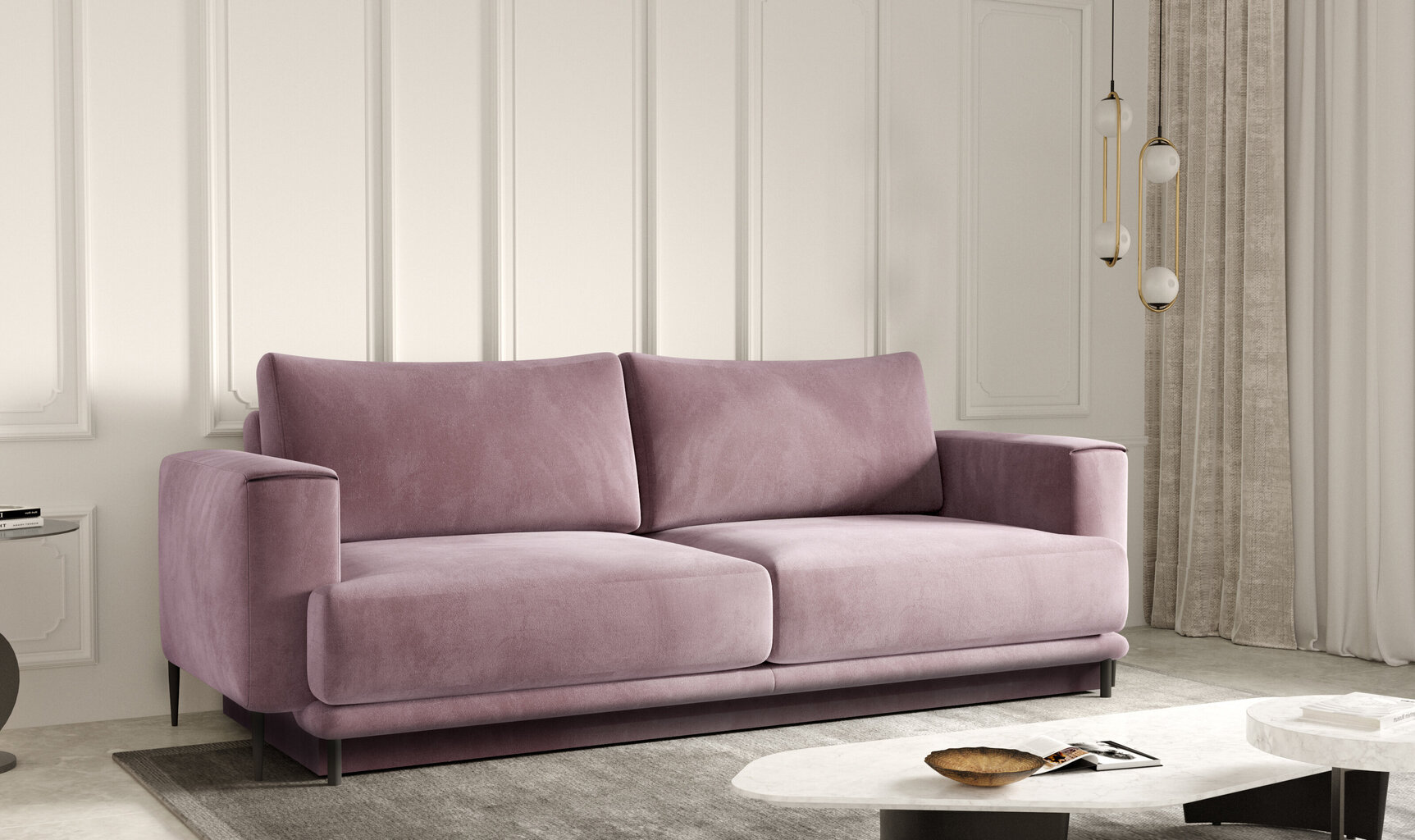 Dīvāns NORE Dalia Velvetmat, rozā cena un informācija | Dīvāni | 220.lv