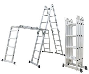 Alumīnija daudzfunkcionālās kāpnes G21 GA-SZ-4x4-4,6M, 6390462 cena un informācija | Saliekamās kāpnes, celtniecības sastatnes | 220.lv