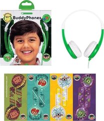 Наушники для детей BuddyPhones 3+ Connect 85дБ, с микрофоном, зеленые цена и информация | Наушники | 220.lv
