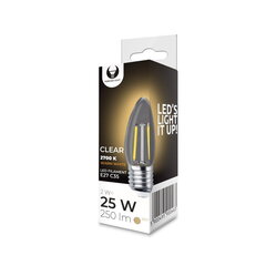 LED Filament spuldze E27 C35 2W 230V 2700K 250lm COG clear. цена и информация | Лампочки | 220.lv