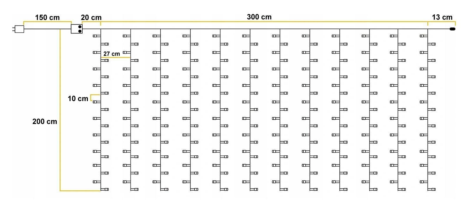 Virtene, 240 LED, 3 m Ziemassvētku stīgu aizkars, 240 diodes, 3x2m цена и информация | Ziemassvētku lampiņas, LED virtenes | 220.lv