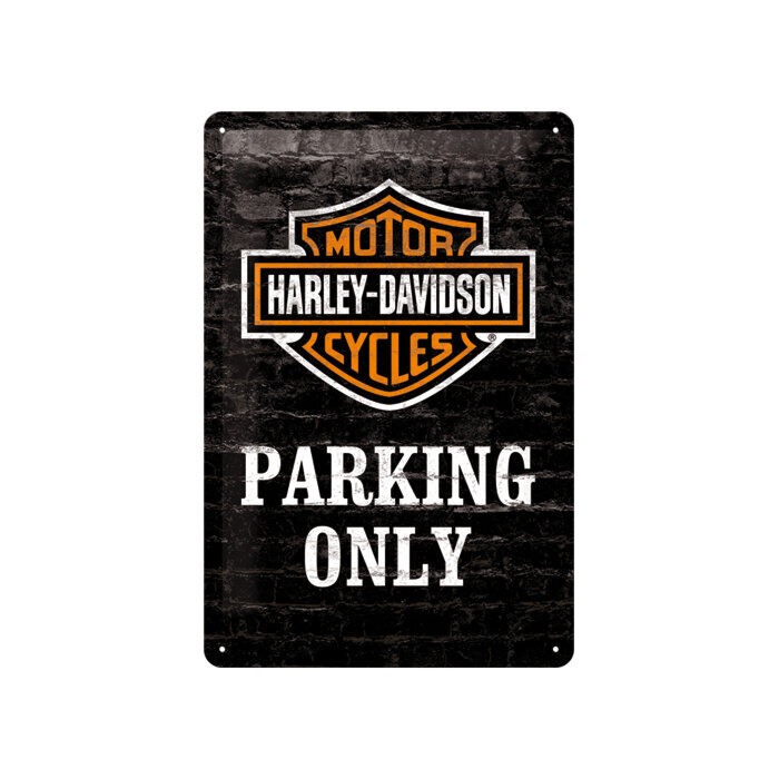 Metāla plāksne 20 x 30 cm, Harley-Davidson Parking only цена и информация | Interjera priekšmeti | 220.lv