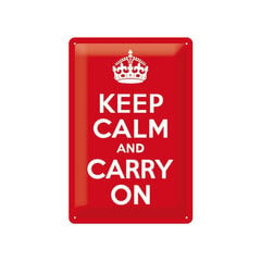 Metāla plāksne 20 x 30 cm, Keep calm and carry on cena un informācija | Interjera priekšmeti | 220.lv