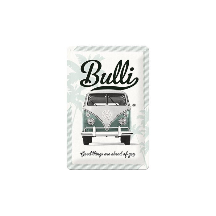 Metāla plāksne 20 x 30 cm, VW Bulli Good things are ahead of you cena un informācija | Interjera priekšmeti | 220.lv