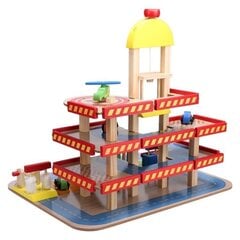 Ecotoys koka rotaļu garāža, 3-stāvu ar mašīnītēm cena un informācija | Rotaļlietas zēniem | 220.lv