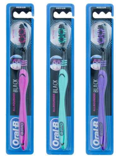 Zobu birstes komplekts Oral-B Allrounder Black Medium, 12 gab. cena un informācija | Zobu pastas, birstes | 220.lv