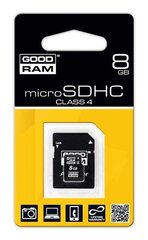 GoodRam 8GB microSDHC + SD adapteris cena un informācija | Atmiņas kartes mobilajiem telefoniem | 220.lv