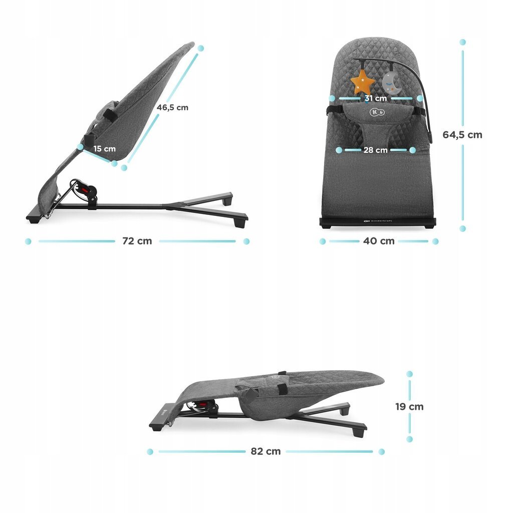 Bērnu šūpuļkrēsls Kinderkraft MIMI pelēka cena un informācija | Bērnu šūpuļkrēsliņi | 220.lv