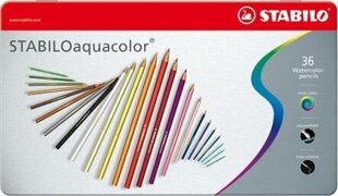 Akvareļzīmuļi STABILO AQUACOLOR metāla kārbā, 36 krāsas cena un informācija | Rakstāmpiederumi | 220.lv