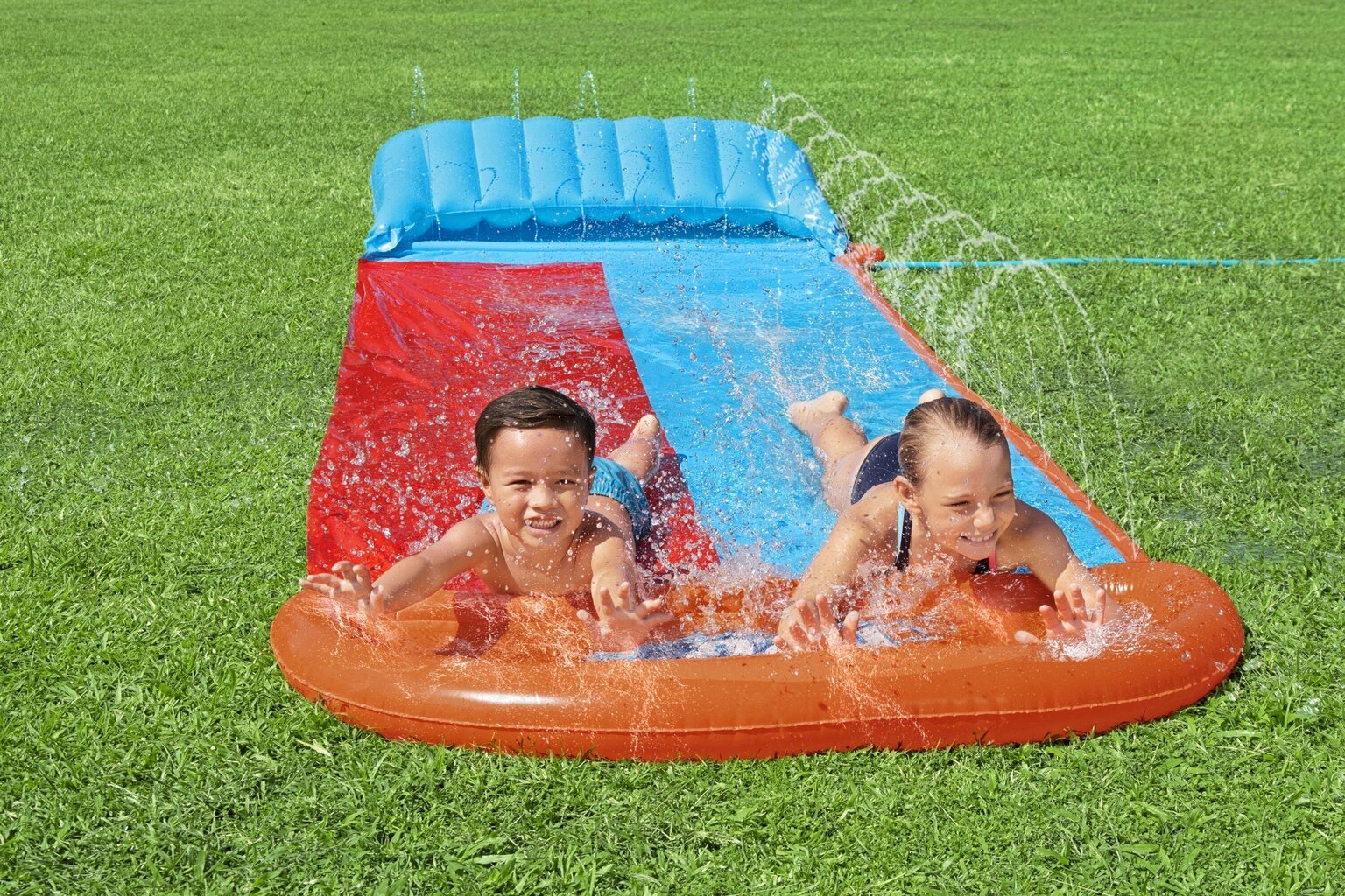 Piepūšamais ūdens slidkalniņš H2OGO! Tsunami Splash Ramp Double Slide, 488 cm cena un informācija | Piepūšamās rotaļlietas un pludmales preces | 220.lv