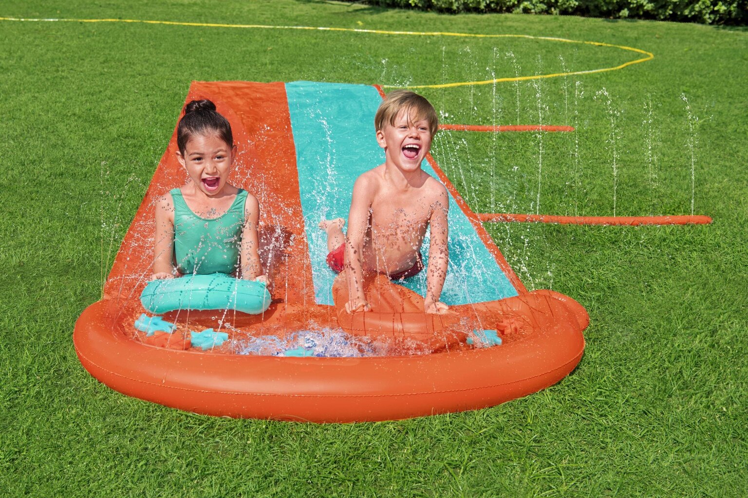 Piepūšamais ūdens slidkalniņš H2OGO! Sponge Soakers Double Slide, 488 cm cena un informācija | Piepūšamās rotaļlietas un pludmales preces | 220.lv