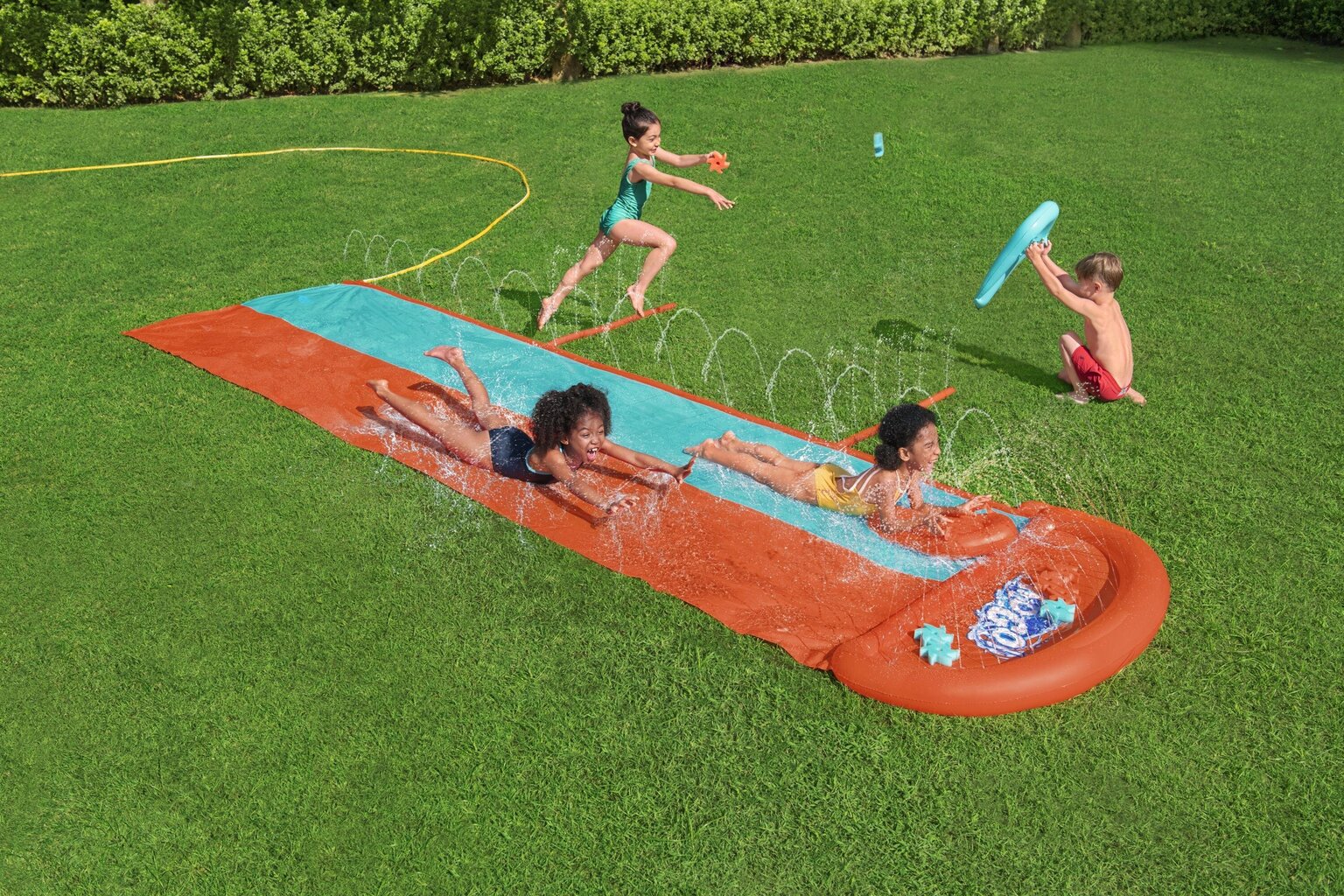 Piepūšamais ūdens slidkalniņš H2OGO! Sponge Soakers Double Slide, 488 cm cena un informācija | Piepūšamās rotaļlietas un pludmales preces | 220.lv