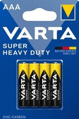Baterijas Varta Superlife/Super Heavy Duty, AAA (LR03), 4 gab. cena un informācija | Baterijas | 220.lv
