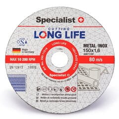 Disks metālam LongLife 150x1,6x22 cena un informācija | Rokas instrumenti | 220.lv