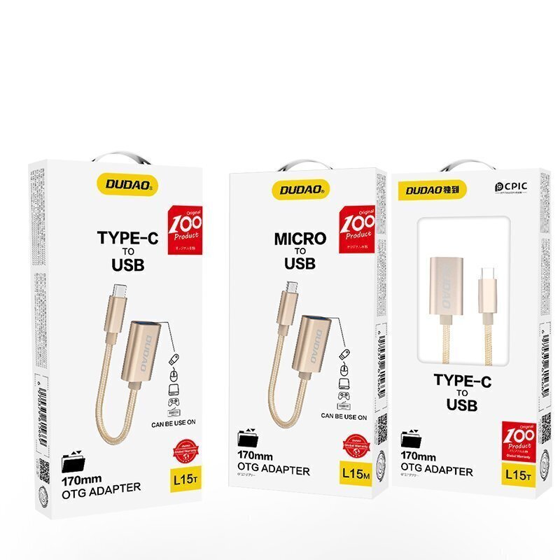 Dudao adaptera kabelis OTG USB 2.0 uz USB Type C pelēks (L15T) цена и информация | Savienotājkabeļi | 220.lv