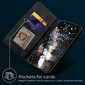 Moozy Marmora melns atveramais vāciņš telefonam iPhone 12, iPhone 12 Pro – Magnētisks, atverams retro dizaina vāciņš-maks ar karšu turētāju un statīvu cena un informācija | Telefonu vāciņi, maciņi | 220.lv