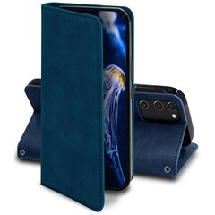 Moozy Marmora zils atveramais vāciņš telefonam Samsung Galaxy S20 FE, Samsung Galaxy S20 Lite, Samsung Galaxy S20 FE 5G – Magnētisks, atverams retro dizaina vāciņš-maks ar karšu turētāju un statīvu цена и информация | Чехлы для телефонов | 220.lv