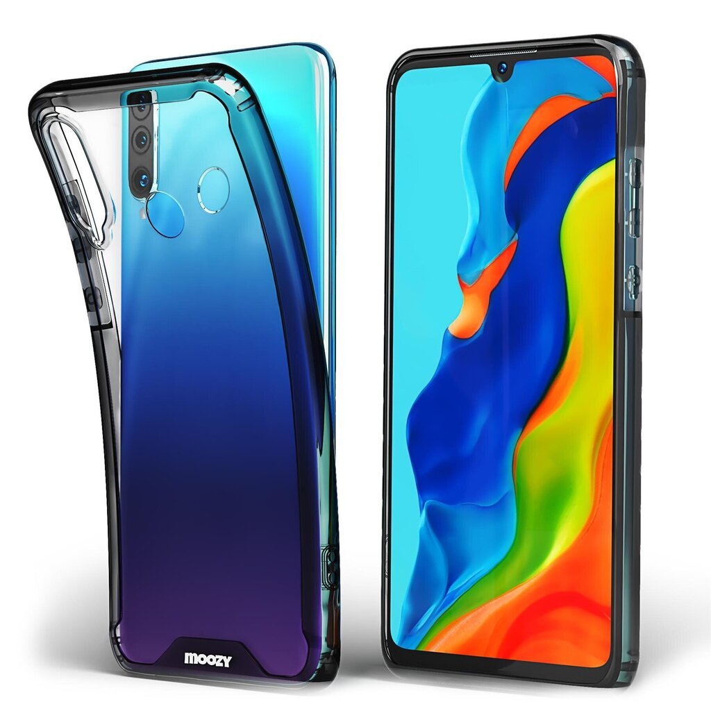 Moozy Xframe Triecienizturīgs vāciņš telefonam Huawei P30 Lite – divu krāsu caurspīdīgs hibrīda vāciņš ar melnu triecienu absorbējošu TPU apmali цена и информация | Telefonu vāciņi, maciņi | 220.lv