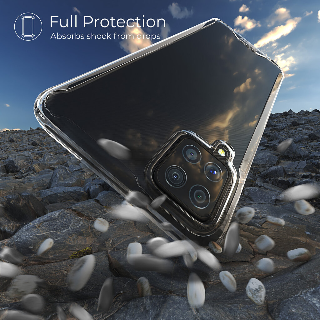 Moozy Xframe Triecienizturīgs vāciņš telefonam Samsung Galaxy A12 – caurspīdīgs hibrīda vāciņš ar triecienu absorbējošu TPU apmali cena un informācija | Telefonu vāciņi, maciņi | 220.lv