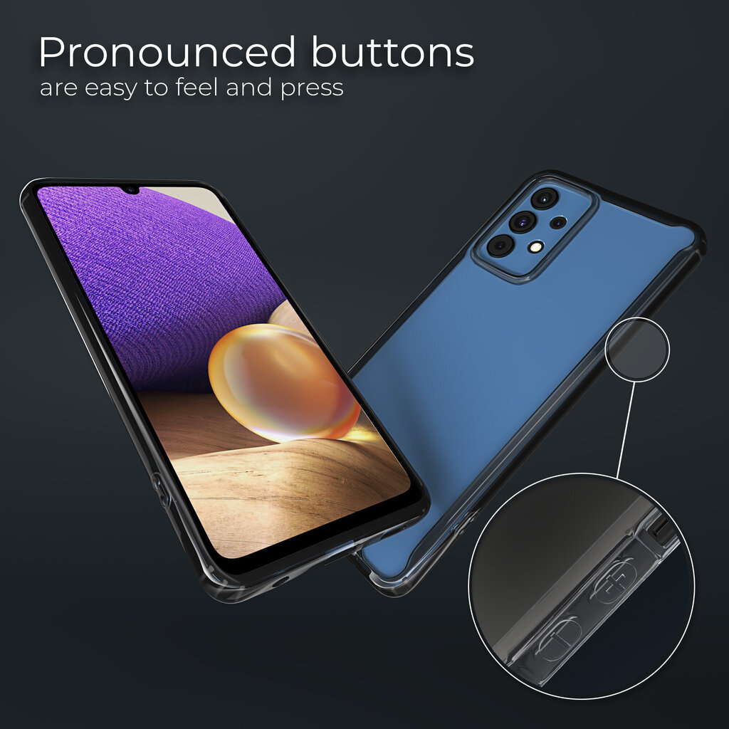 Moozy Xframe Triecienizturīgs vāciņš telefonam Samsung Galaxy A32 5G – divu krāsu caurspīdīgs hibrīda vāciņš ar melnu triecienu absorbējošu TPU apmali cena un informācija | Telefonu vāciņi, maciņi | 220.lv
