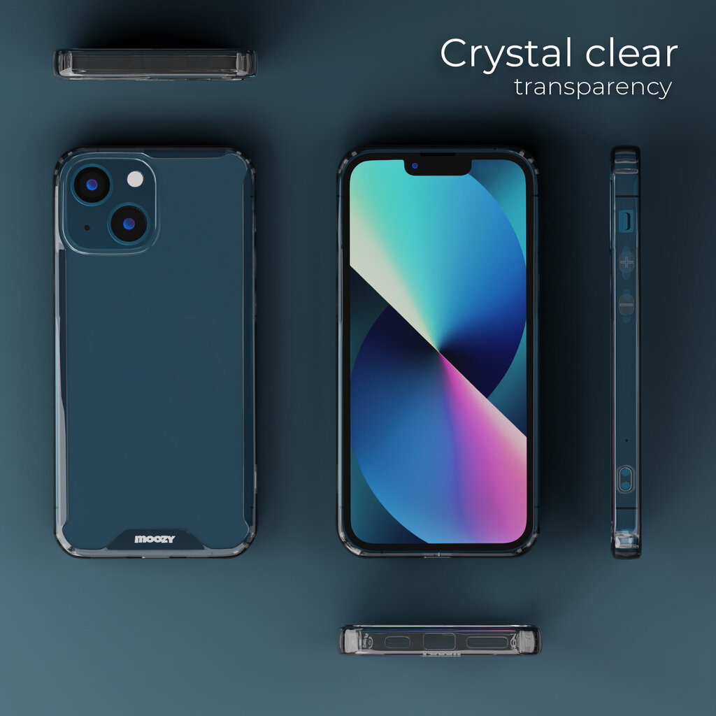 Moozy Xframe Triecienizturīgs vāciņš telefonam iPhone 13 – divu krāsu caurspīdīgs hibrīda vāciņš ar melnu triecienu absorbējošu TPU apmali цена и информация | Telefonu vāciņi, maciņi | 220.lv