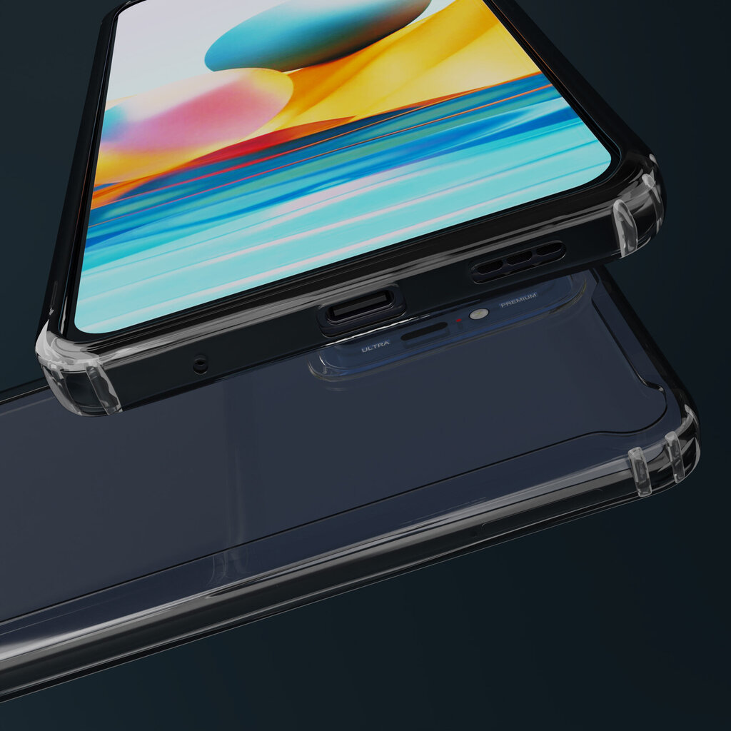 Moozy Xframe Triecienizturīgs vāciņš telefonam Xiaomi Redmi Note 10 Pro, Xiaomi Redmi Note 10 Pro Max – divu krāsu caurspīdīgs hibrīda vāciņš ar melnu triecienu absorbējošu TPU apmali цена и информация | Telefonu vāciņi, maciņi | 220.lv