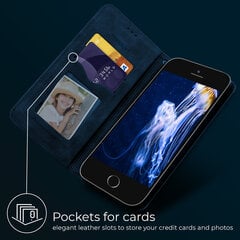 Флип-чехол Moozy для iPhone SE 2020, iPhone 8, iPhone 7 цвета синего мрамора – магнитный откидной футляр в стиле ретро-бумажника с держателем для карт и подставкой цена и информация | Чехлы для телефонов | 220.lv