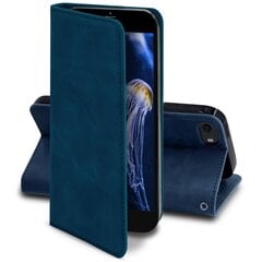 Moozy Marmora zils atveramais vāciņš telefonam iPhone SE 2020, iPhone 8, iPhone 7 – Magnētisks, atverams retro dizaina vāciņš-maks ar karšu turētāju un statīvu cena un informācija | Telefonu vāciņi, maciņi | 220.lv