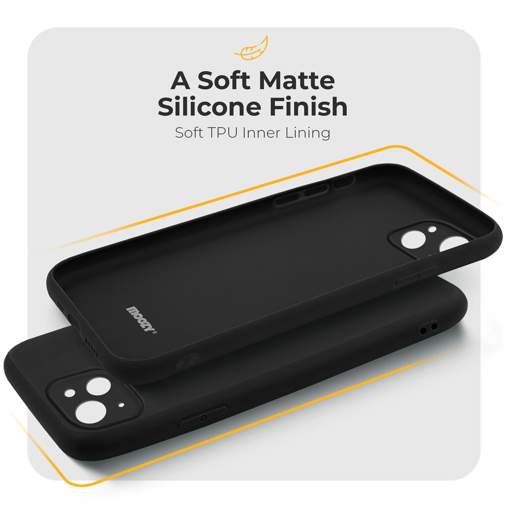 Moozy Minimalist plāns, matēts silikona vāciņš saderīgs ar iPhone 13 telefona modeli, Melns cena un informācija | Telefonu vāciņi, maciņi | 220.lv