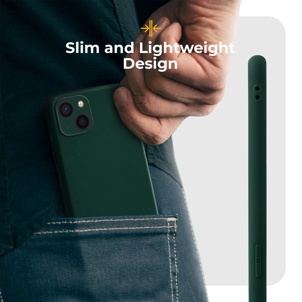 Moozy Minimalist plāns, matēts silikona vāciņš saderīgs ar iPhone 13 telefona modeli, Tumši zaļš цена и информация | Telefonu vāciņi, maciņi | 220.lv