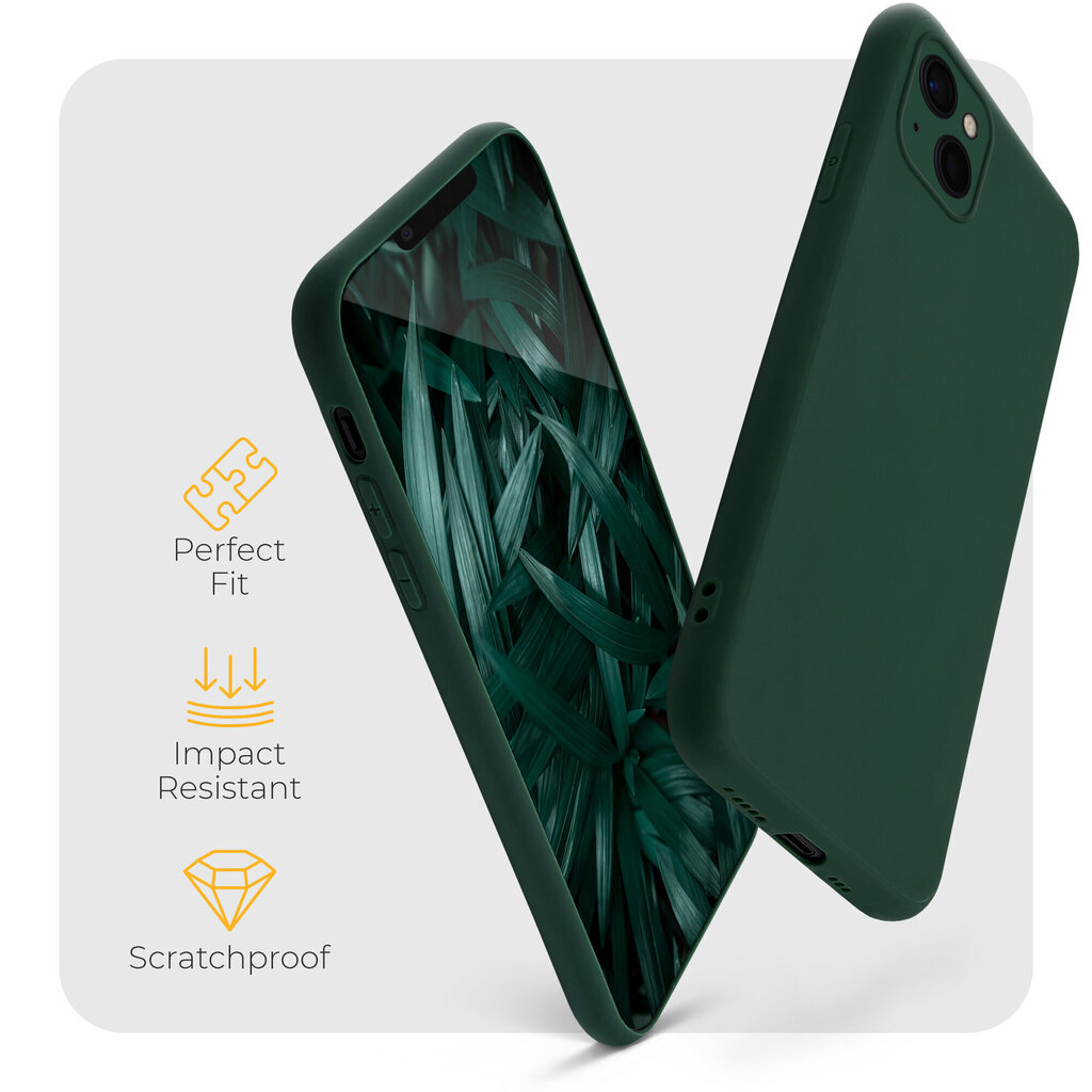 Moozy Minimalist plāns, matēts silikona vāciņš saderīgs ar iPhone 13 telefona modeli, Tumši zaļš cena un informācija | Telefonu vāciņi, maciņi | 220.lv