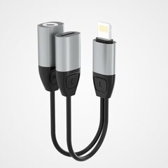 Dudao Adapter from Lightning to Lightning + 3,5 мм mini jack (headphones and charging) port gray (L17i+ gray) цена и информация | Кабели для телефонов | 220.lv