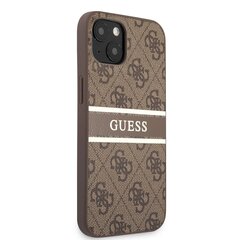 GUHCP13M4GDBR Guess PU 4G Printed Stripe Case for iPhone 13 Brown cena un informācija | Telefonu vāciņi, maciņi | 220.lv