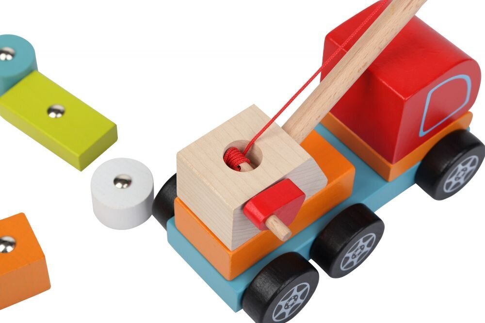 Cubika 13982 Koka rotaļlieta "Autoceltnis" ar magnētiskiem blokiem cena un informācija | Rotaļlietas zīdaiņiem | 220.lv