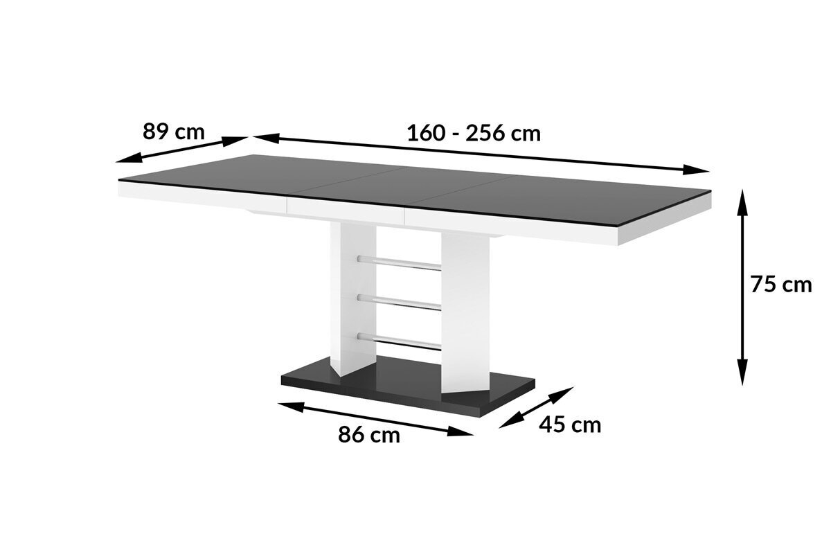 Bīdāmais galds Linosa Lux Bialy Mat Bialy Polysk cena un informācija | Virtuves galdi, ēdamgaldi | 220.lv