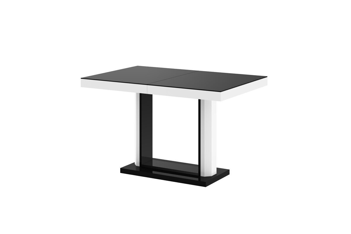 Bīdāmais galds Quadro120 Czarny Mat Bialy +Czarny Polysk cena un informācija | Virtuves galdi, ēdamgaldi | 220.lv